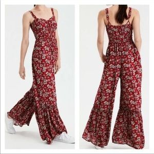 American Eagle Boho Floral Wide Leg Jumpsuit / Size 4